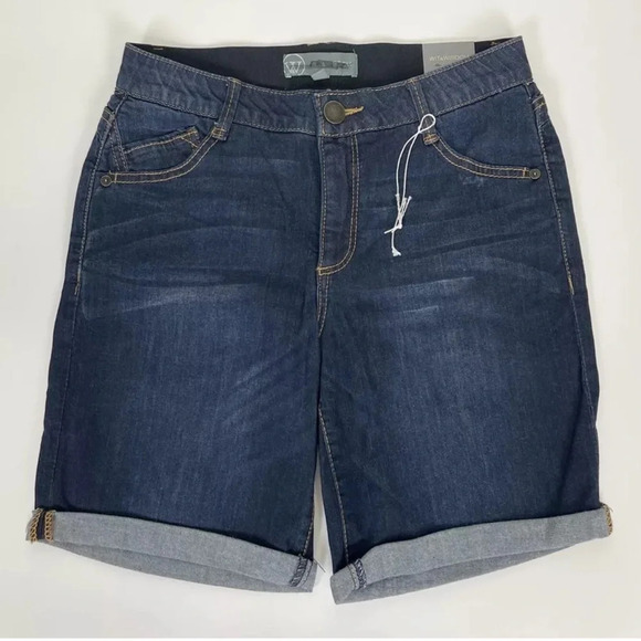 NEW Wit & Wisdom Jean Shorts Size 0 Dark Blue Ab-Solution Cuffed Denim NWT
